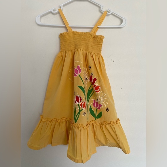 Hannah Andersson Other - Hannah Andersson Girls Yellow Sun Dress Size 5 US 110 Floral 100% Cotton Fairy